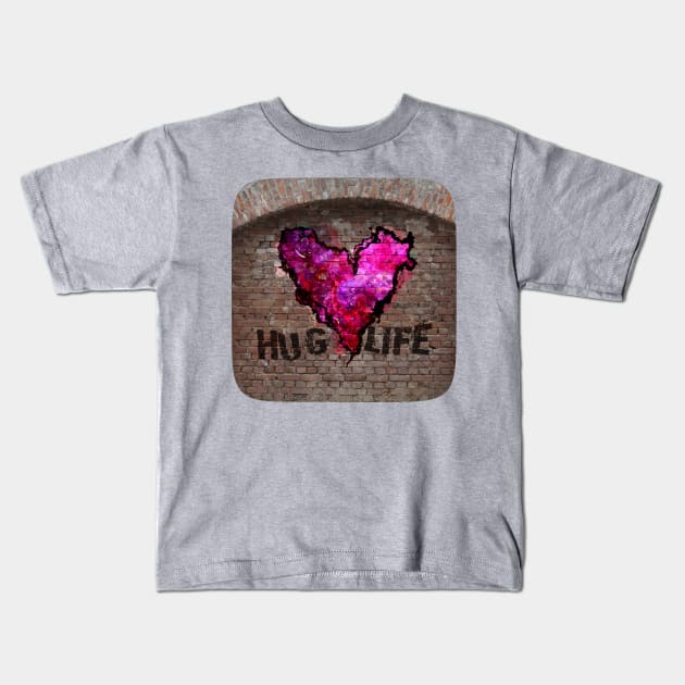 Hug Life - Pink Graffiti Kids T-Shirt by Leroy Binks